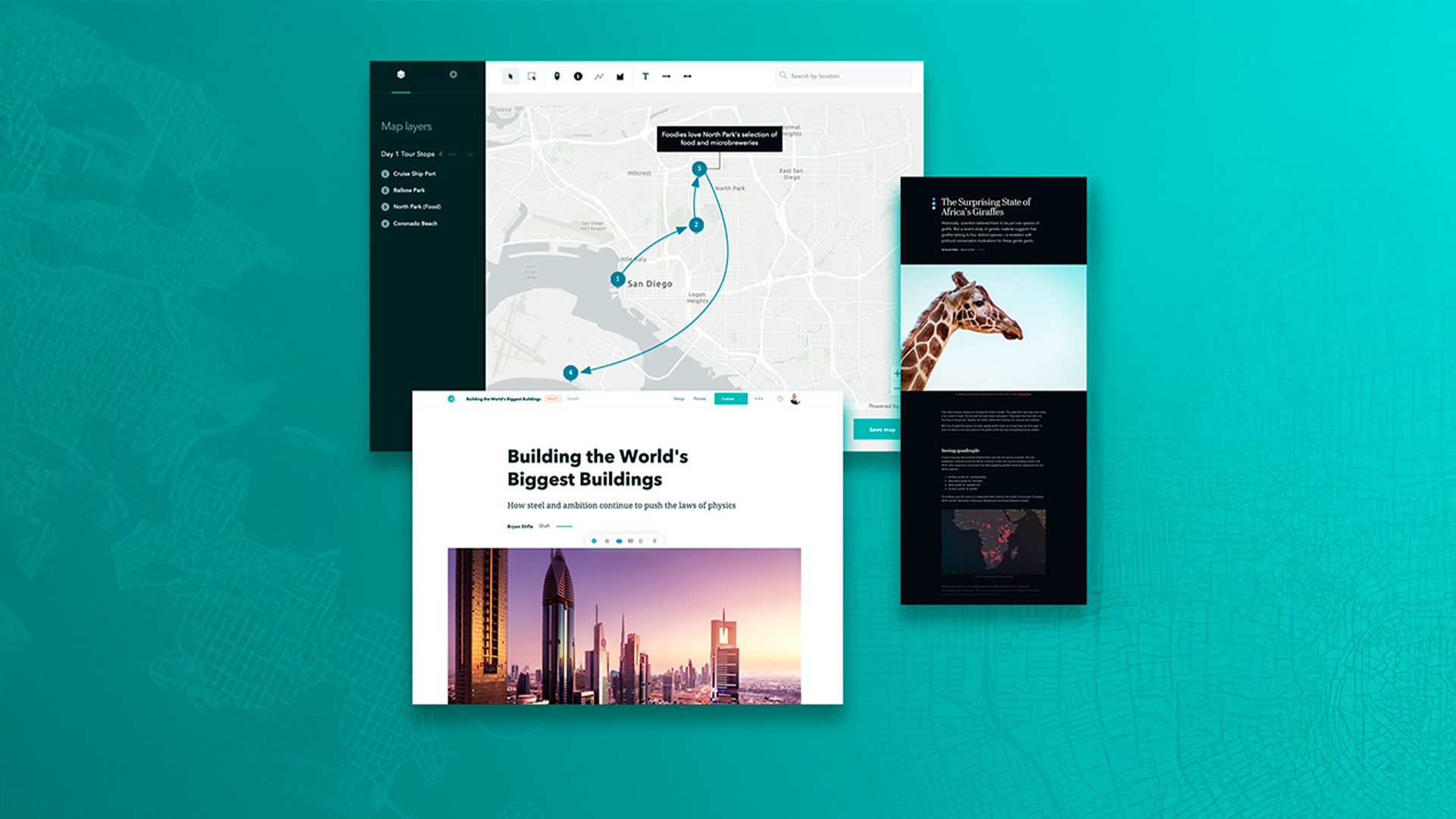 Three young adults smiling while backpacking through a field