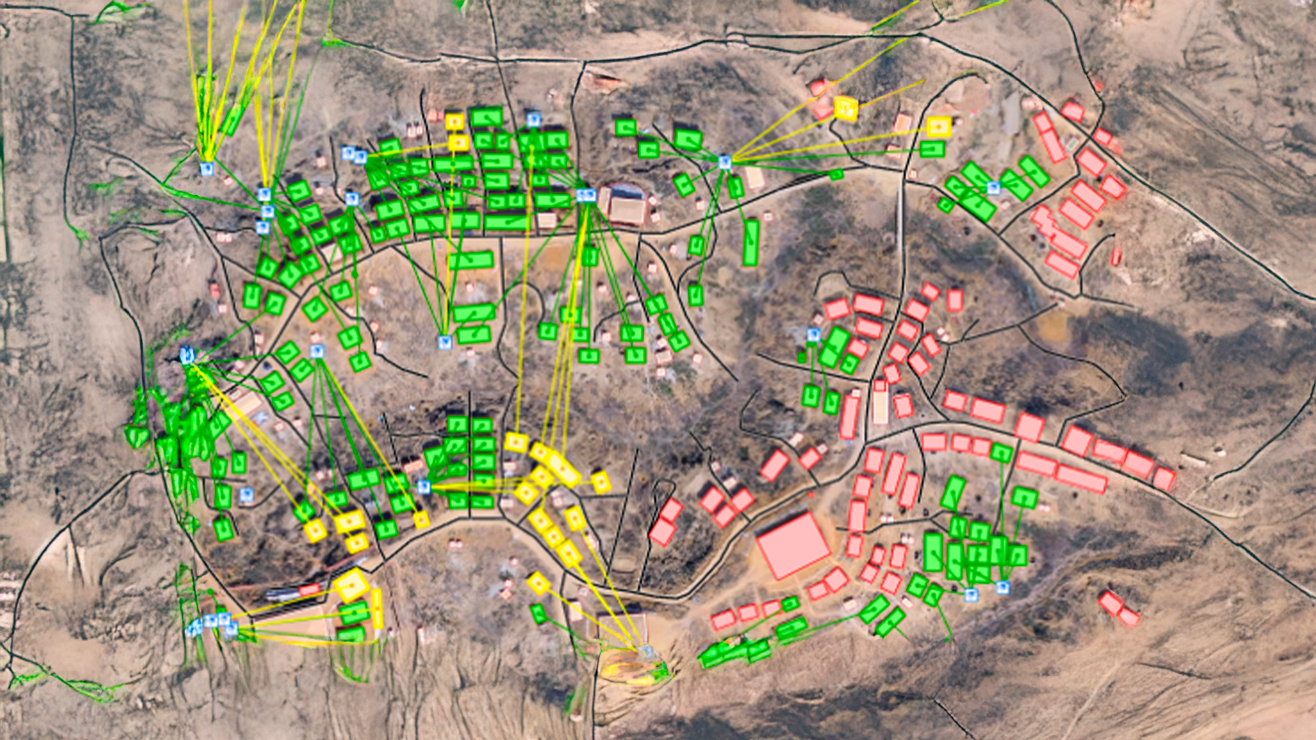 Three young adults smiling while backpacking through a field