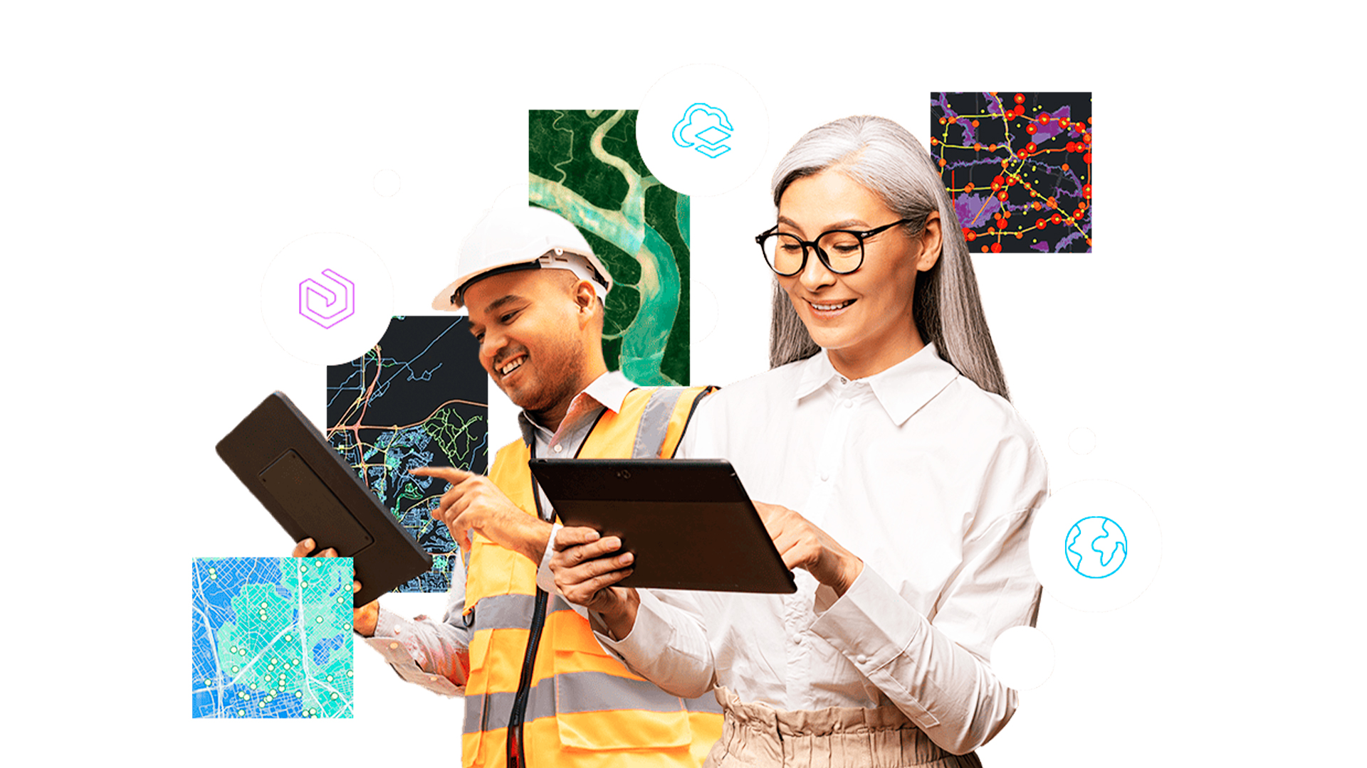 Three young adults smiling while backpacking through a field