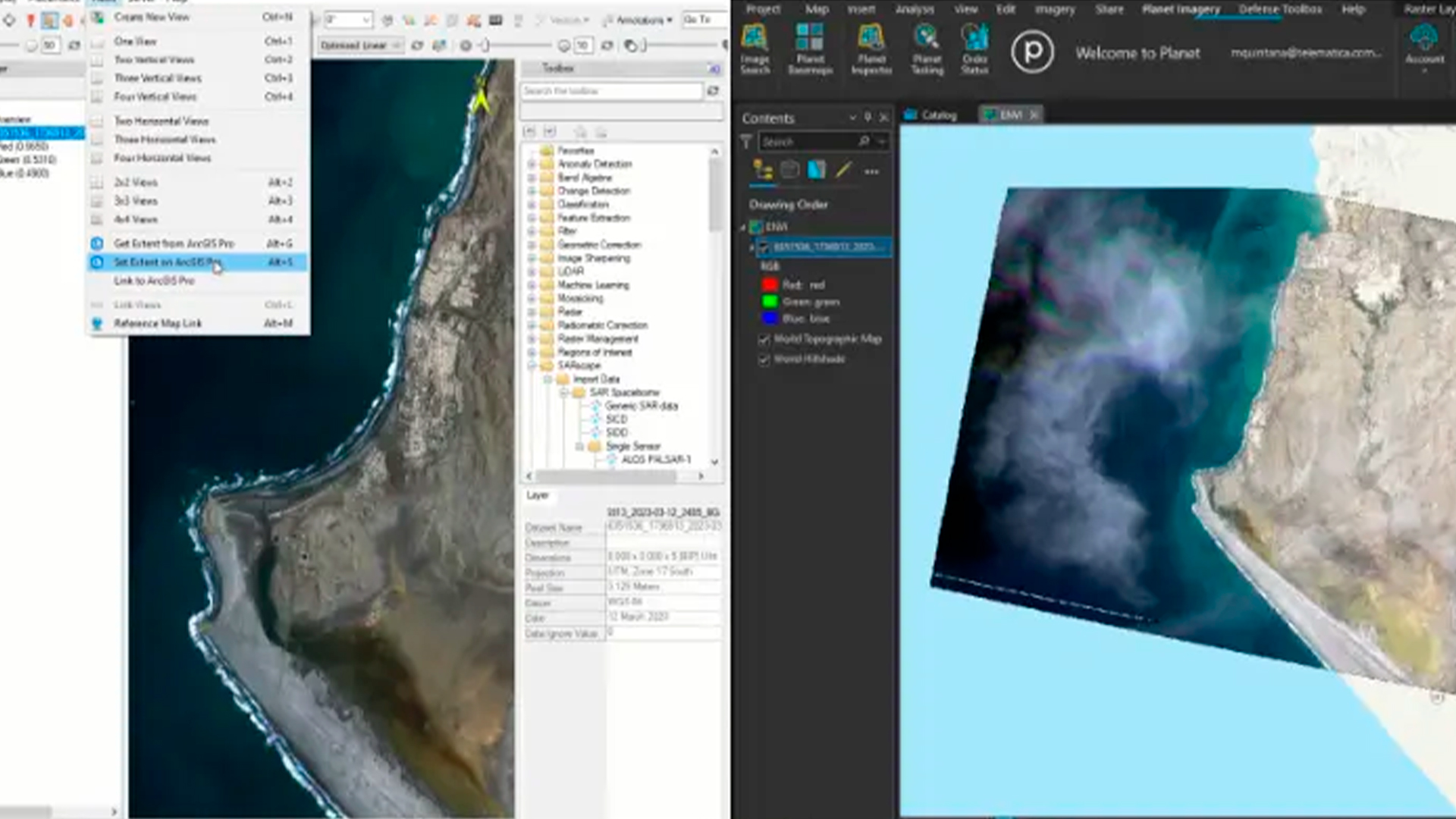 Three young adults smiling while backpacking through a field