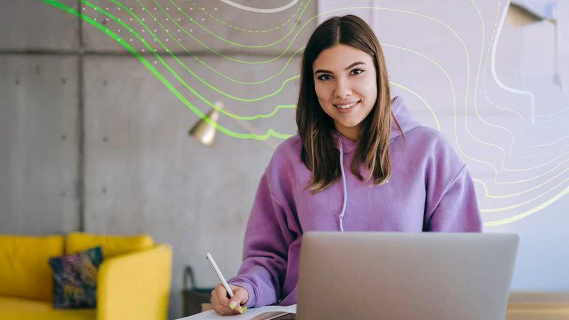 Three young adults smiling while backpacking through a field