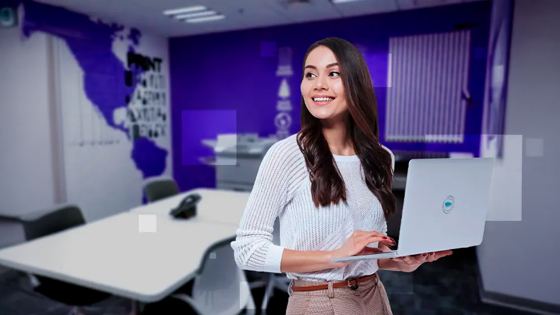Three young adults smiling while backpacking through a field