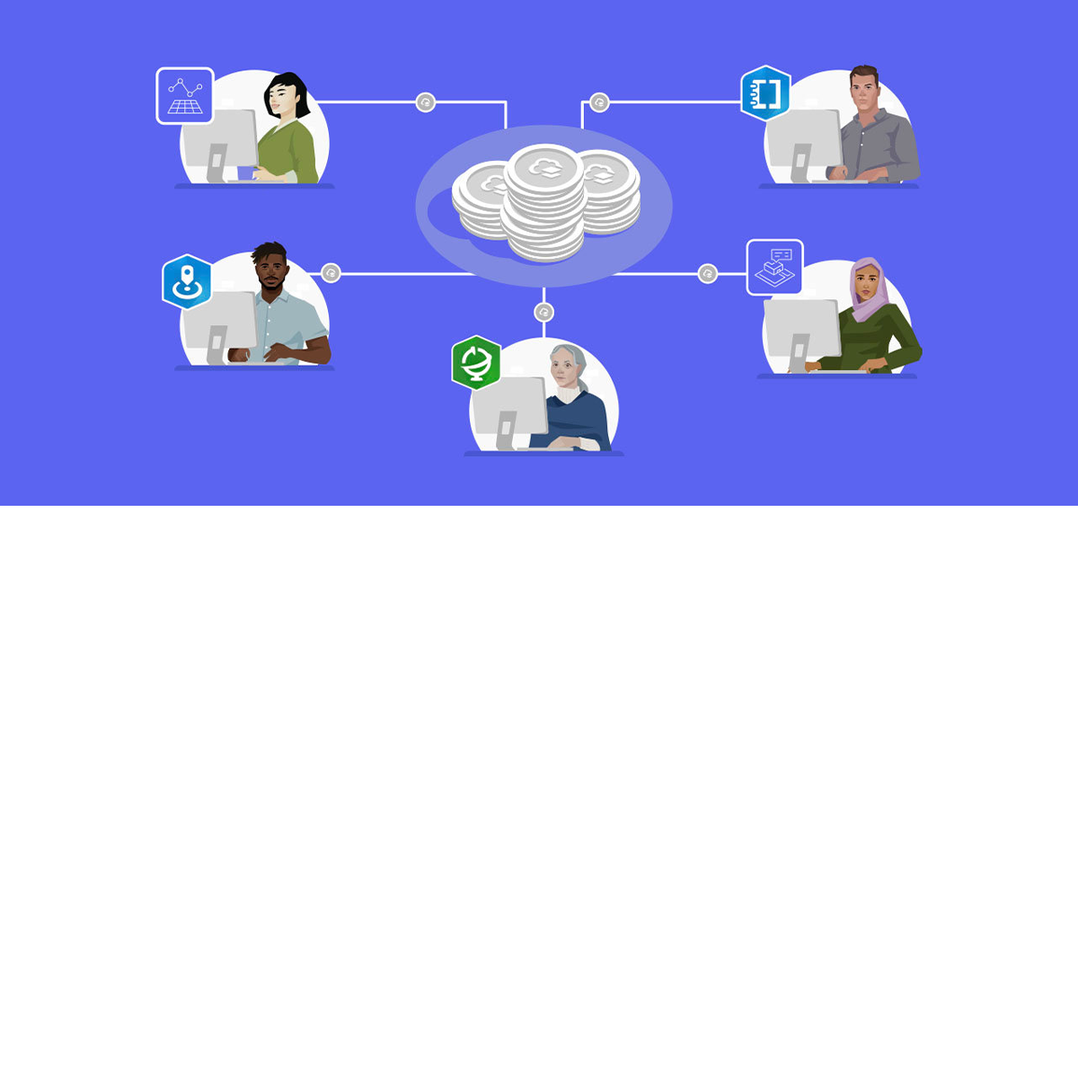 Captura de pantalla de vídeo de almacenamiento que muestra el logotipo de ArcGIS Online y los créditos que se utilizan para el almacenamiento en la nube.