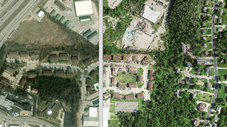 Mapa de la ciudad de Jefferson en el que se muestra la devastadora trayectoria del tornado