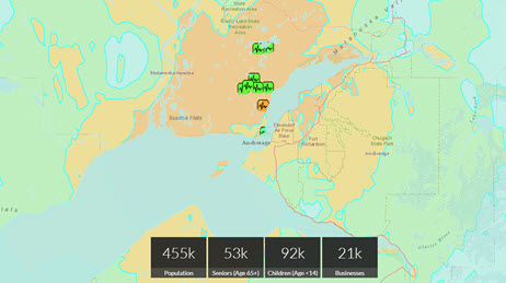 Mapa de resumen del impacto local del terremoto que asoló Anchorage, Alaska, el 30 de noviembre de 2018