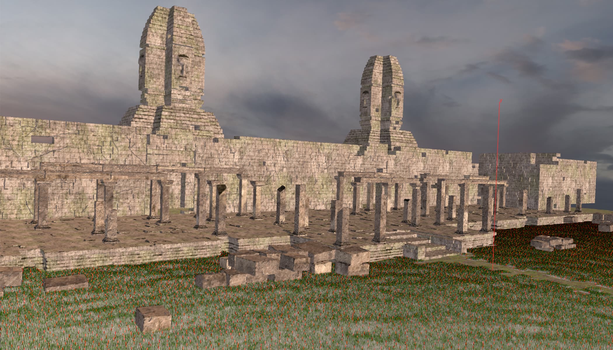 Modelo 3D realista de la ciudad histórica de Angkor Thom representada enn Houdini mediante el uso del plug-in de ArcGIS CityEngine