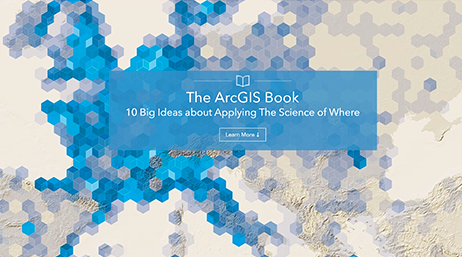 Polígonos conectados de color azul, gris y beige