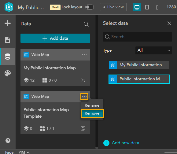 mapa predeterminado - Compartir información con Experience Builder