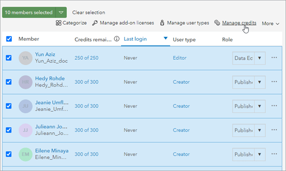 manage credits