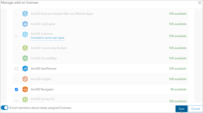 manage licenses navigator