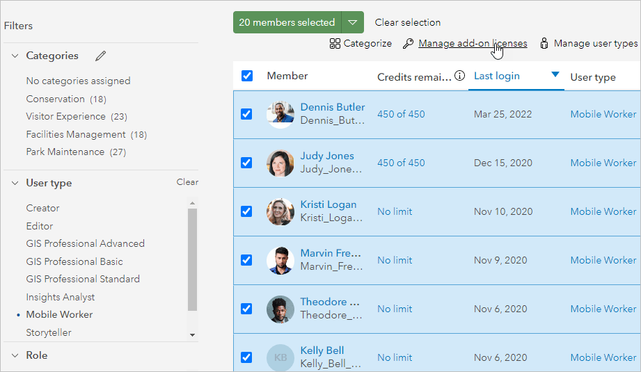 manage licenses ArcGIS Online