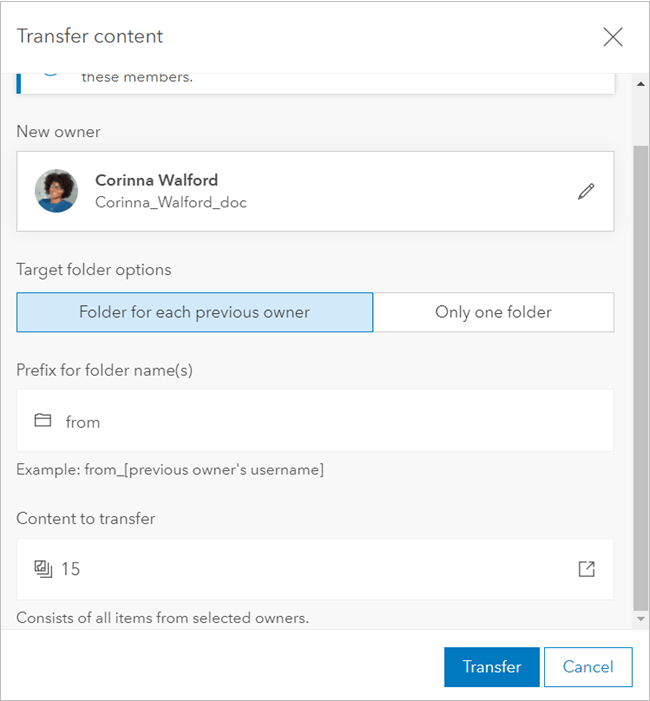 transfer content ArcGIS Online