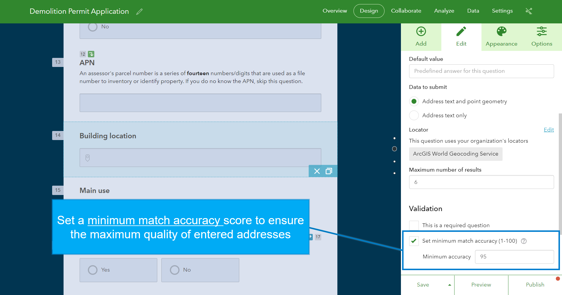 Mejora la calidad de las direcciones - Novedades en ArcGIS Survey123