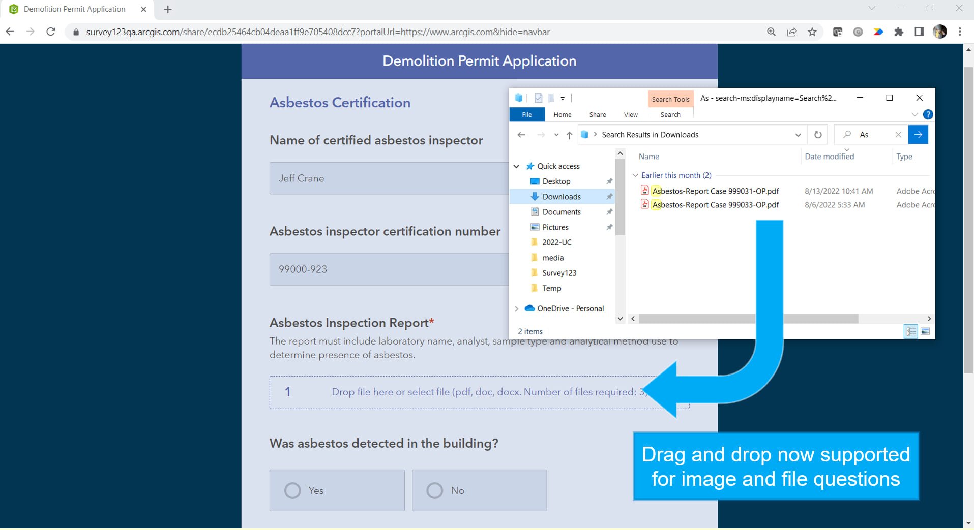 La carga de archivos se vuelve más fácil - Novedades en ArcGIS Survey123